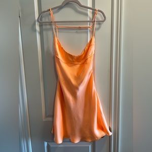 Zara Satin Effect Cut Out Mini Dress Tangerine